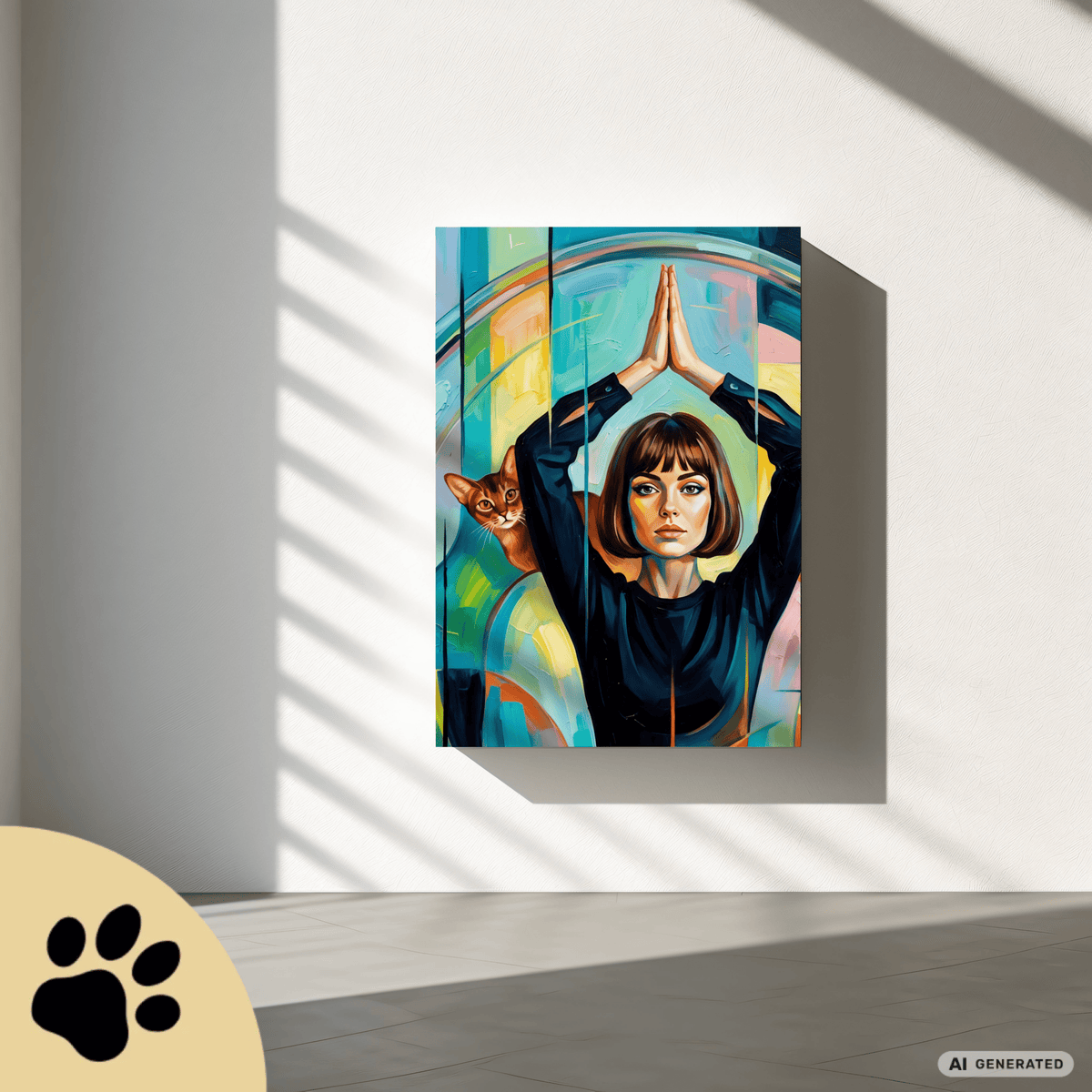The Quiet Queens – Modernes Katzenbild auf Leinwand 70 x 100 cm | Elegante Wandkunst für Katzenliebhaber I Canvas 70x100 cm / 28x40″ - Sunbeamstore