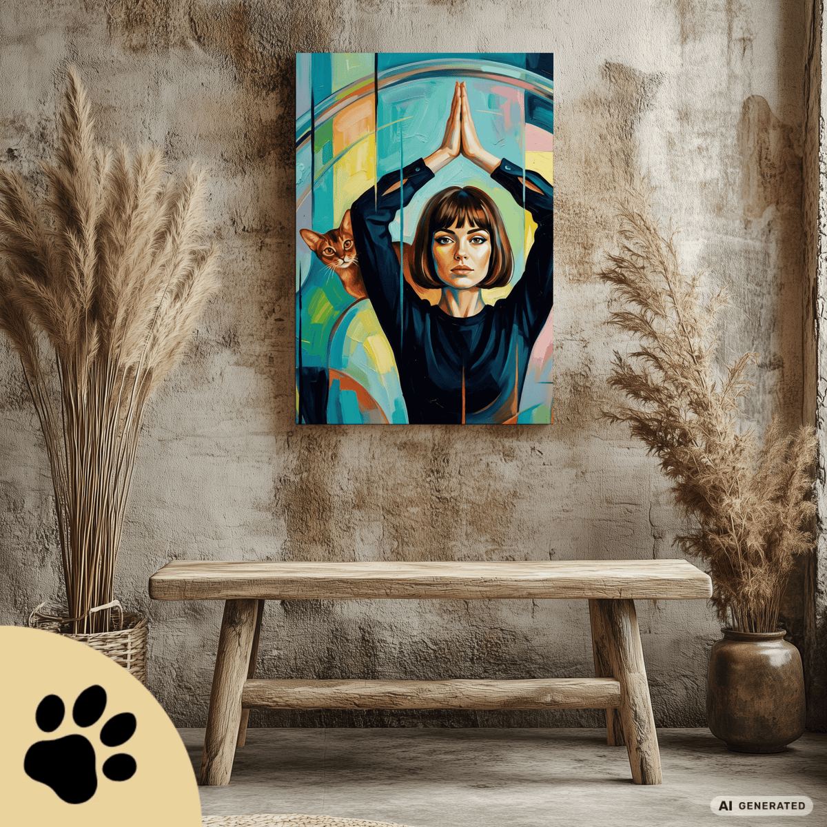 The Quiet Queens – Modernes Katzenbild auf Leinwand 70 x 100 cm | Elegante Wandkunst für Katzenliebhaber I Canvas 70x100 cm / 28x40″ - Sunbeamstore