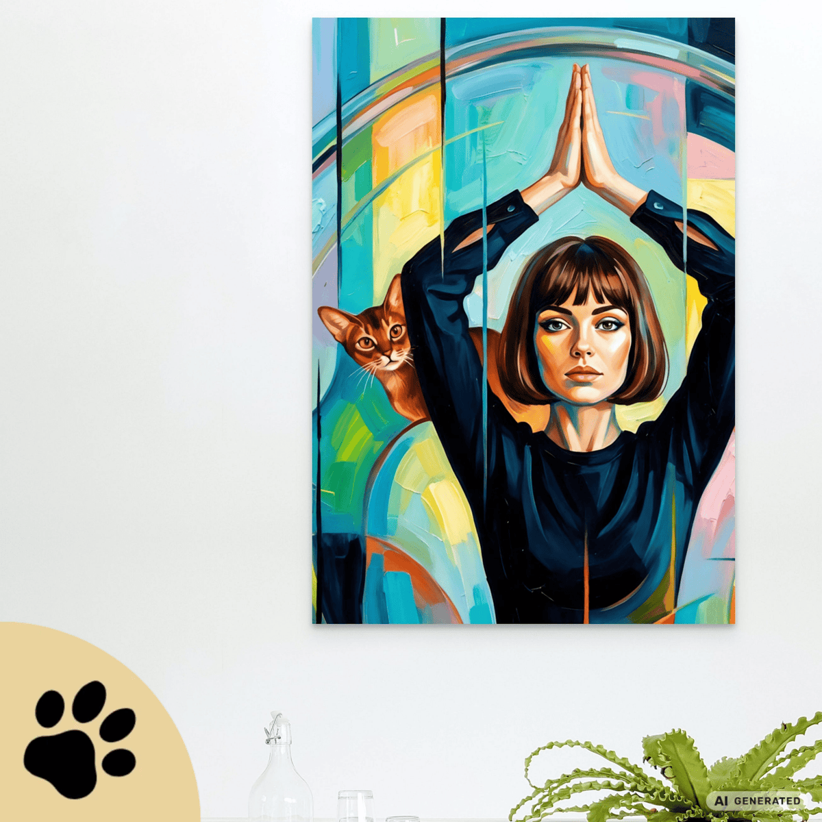 The Quiet Queens – Modernes Katzenbild auf Leinwand 70 x 100 cm | Elegante Wandkunst für Katzenliebhaber I Canvas 70x100 cm / 28x40″ - Sunbeamstore