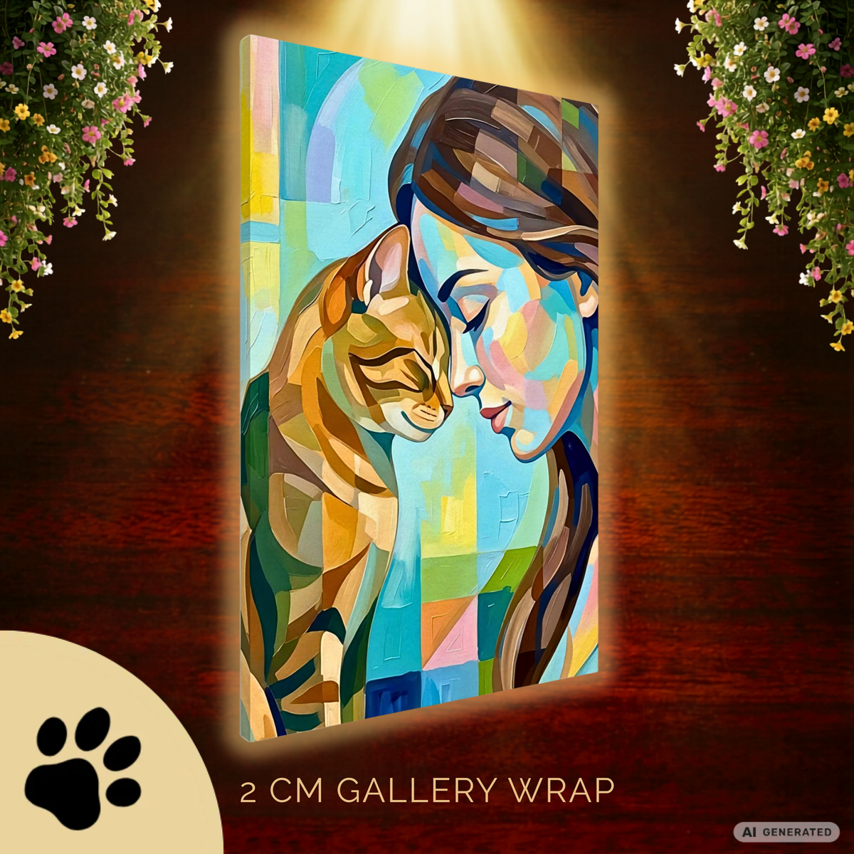 Trust – Modernes Katzenbild auf Leinwand 70 x 100 cm | Emotionale Wandkunst für KatzenliebhaberCanvas 70x100 cm / 28x40″ - Sunbeamstore