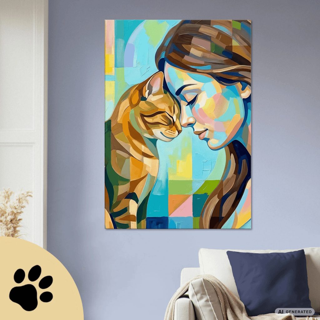 Trust – Modernes Katzenbild auf Leinwand 70 x 100 cm | Emotionale Wandkunst für KatzenliebhaberCanvas 70x100 cm / 28x40″ - Sunbeamstore
