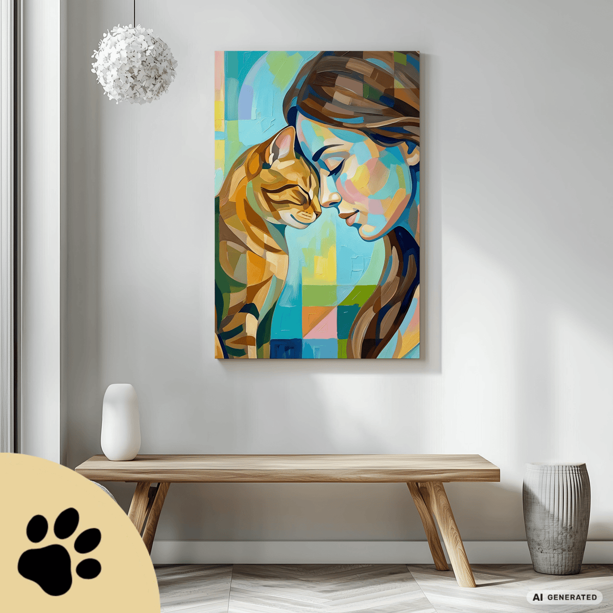 Trust – Modernes Katzenbild auf Leinwand 70 x 100 cm | Emotionale Wandkunst für KatzenliebhaberCanvas 70x100 cm / 28x40″ - Sunbeamstore
