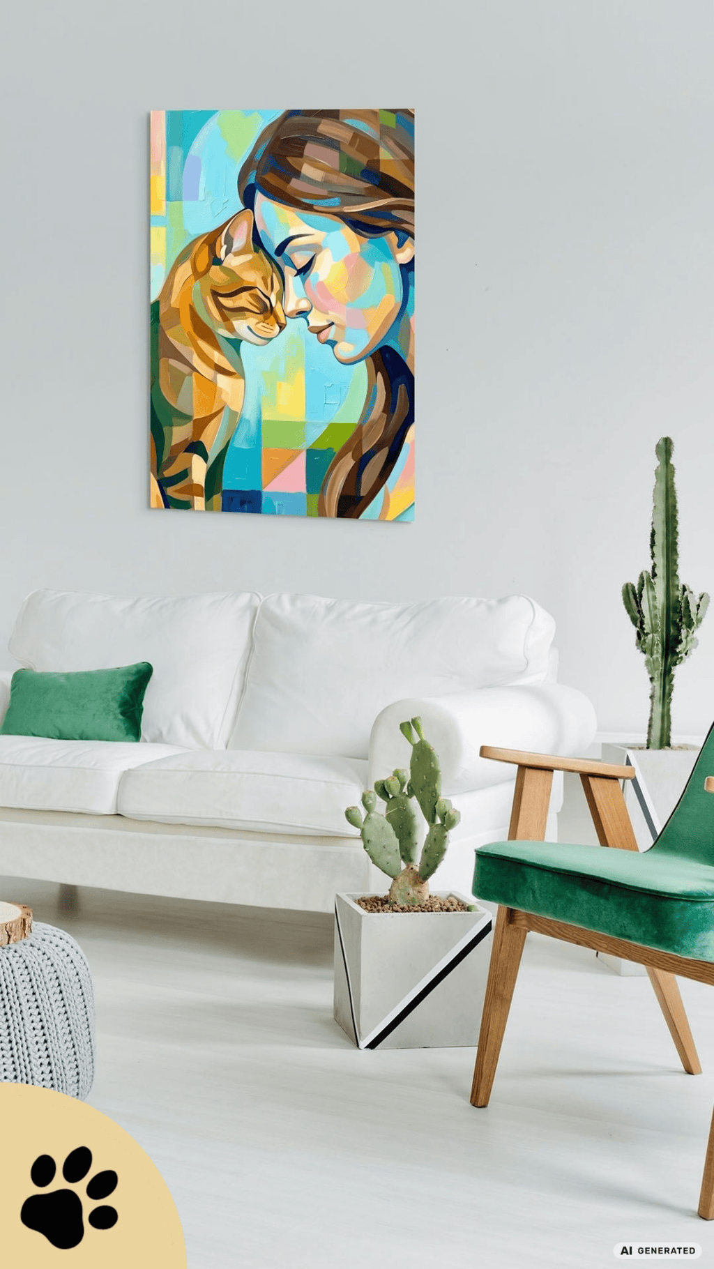 Trust – Modernes Katzenbild auf Leinwand 70 x 100 cm | Emotionale Wandkunst für KatzenliebhaberCanvas 70x100 cm / 28x40″ - Sunbeamstore