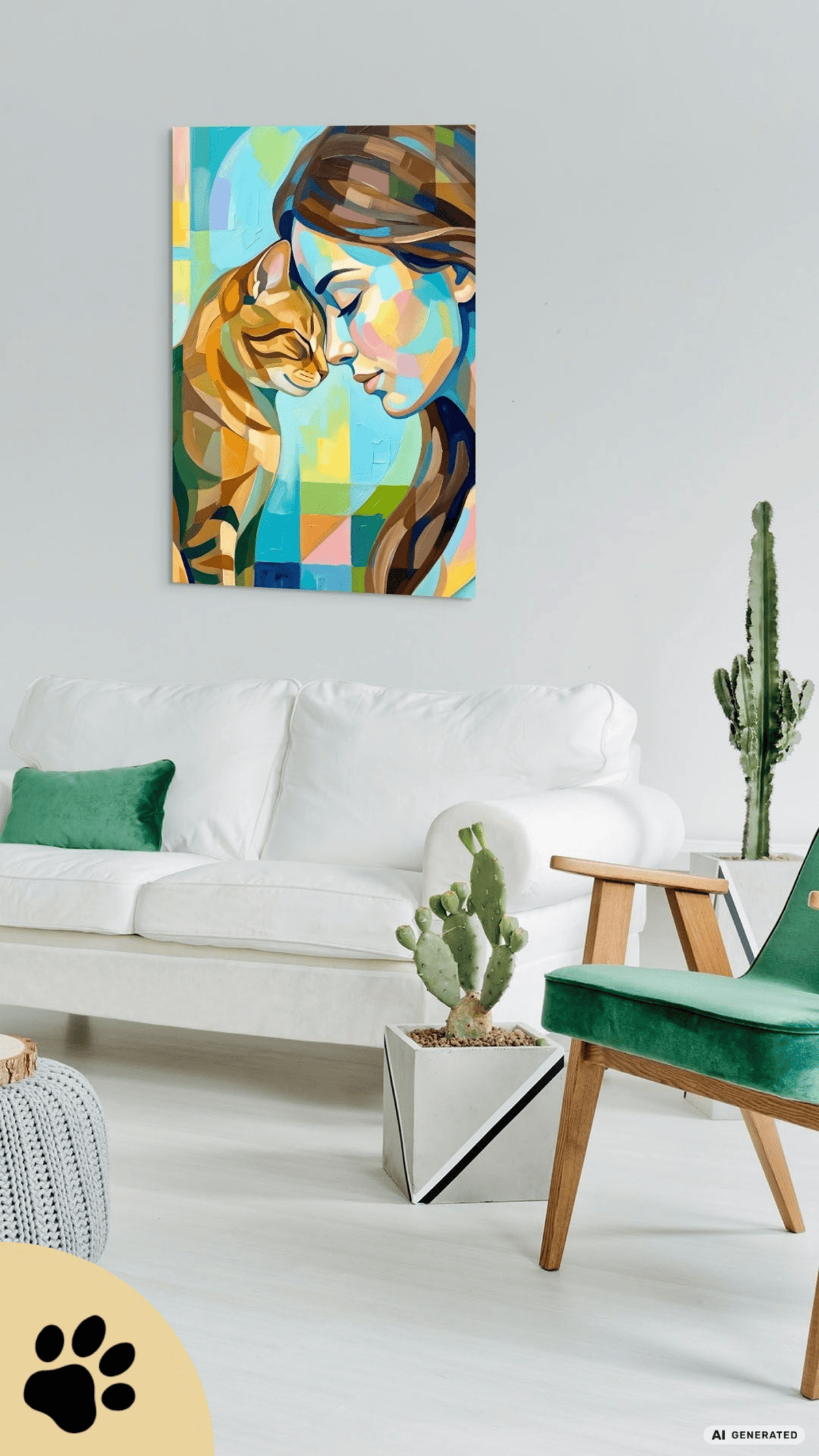 Trust – Modernes Katzenbild auf Leinwand 70 x 100 cm | Emotionale Wandkunst für KatzenliebhaberCanvas 70x100 cm / 28x40″ - Sunbeamstore