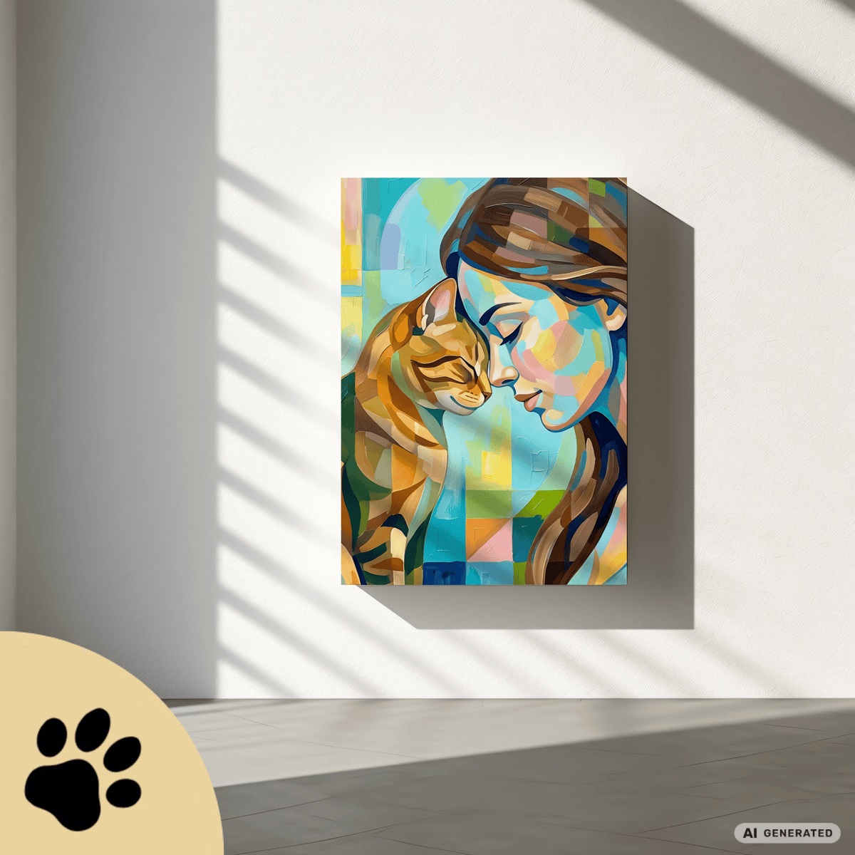 Trust – Modernes Katzenbild auf Leinwand 70 x 100 cm | Emotionale Wandkunst für KatzenliebhaberCanvas 70x100 cm / 28x40″ - Sunbeamstore