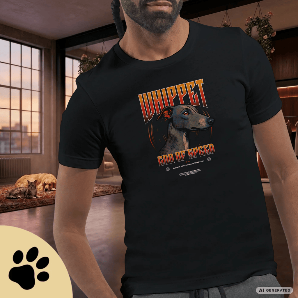 Whippet T-Shirt – Gods of Speed Series Part 1, Windhund Shirt, Whippet Geschenk, Elegantes Hundemotiv, Sighthound Shirt für Whippet Liebhaber Premium Unisex Crewneck T-shirt | Bella + Canvas 3001 - Sunbeamstore