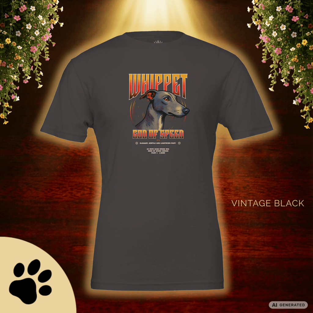 Whippet T-Shirt – Gods of Speed Series Part 1, Windhund Shirt, Whippet Geschenk, Elegantes Hundemotiv, Sighthound Shirt für Whippet Liebhaber Premium Unisex Crewneck T-shirt | Bella + Canvas 3001 - Sunbeamstore