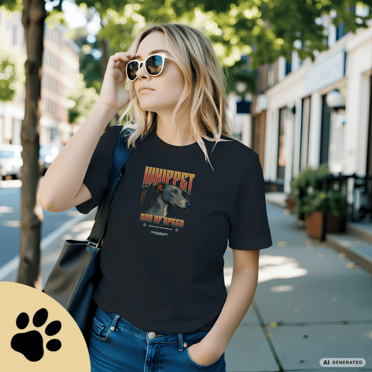Whippet T-Shirt – Gods of Speed Series Part 1, Windhund Shirt, Whippet Geschenk, Elegantes Hundemotiv, Sighthound Shirt für Whippet Liebhaber Premium Unisex Crewneck T-shirt | Bella + Canvas 3001 - Sunbeamstore
