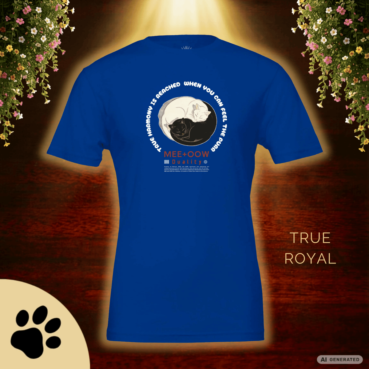 Yin Yang Katzen T-Shirt – Mee+Oow Duality, Minimalistisches Katzen Design, Balance & Harmonie, Katzenliebhaber Geschenk Premium Unisex Crewneck T-shirt | Bella + Canvas 3001 - Sunbeamstore