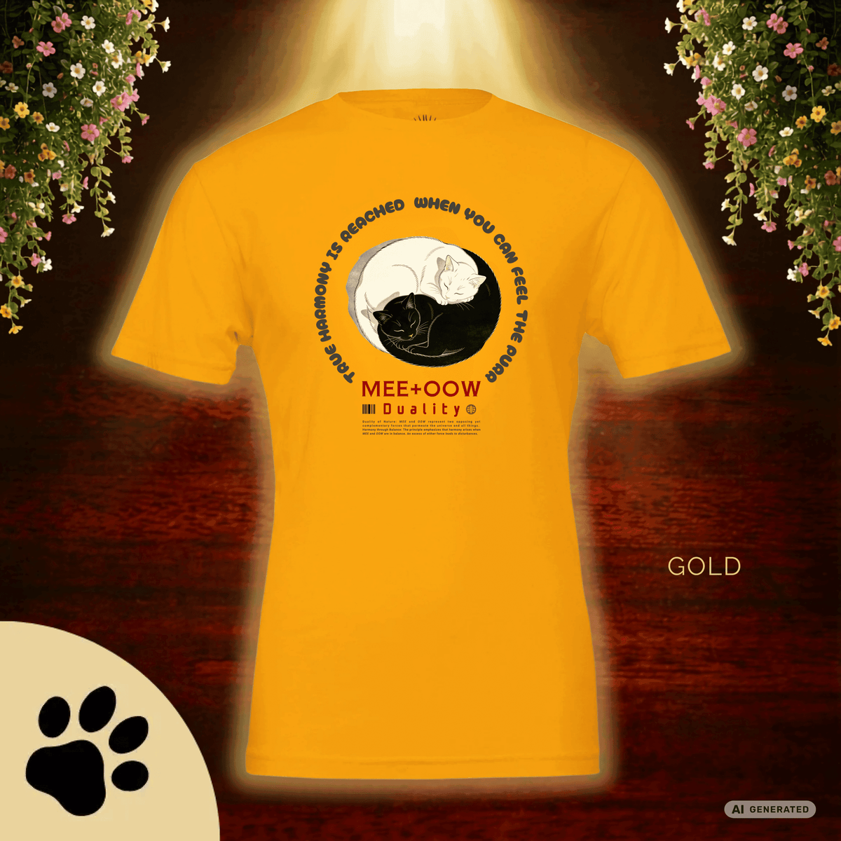 Yin Yang Katzen T-Shirt – Mee+Oow Duality, Minimalistisches Katzen Design, Katzenliebhaber Geschenk - Sunbeamstore