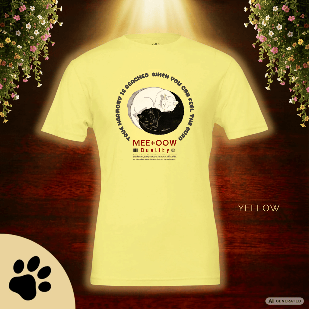 Yin Yang Katzen T-Shirt – Mee+Oow Duality, Minimalistisches Katzen Design, Katzenliebhaber Geschenk - Sunbeamstore