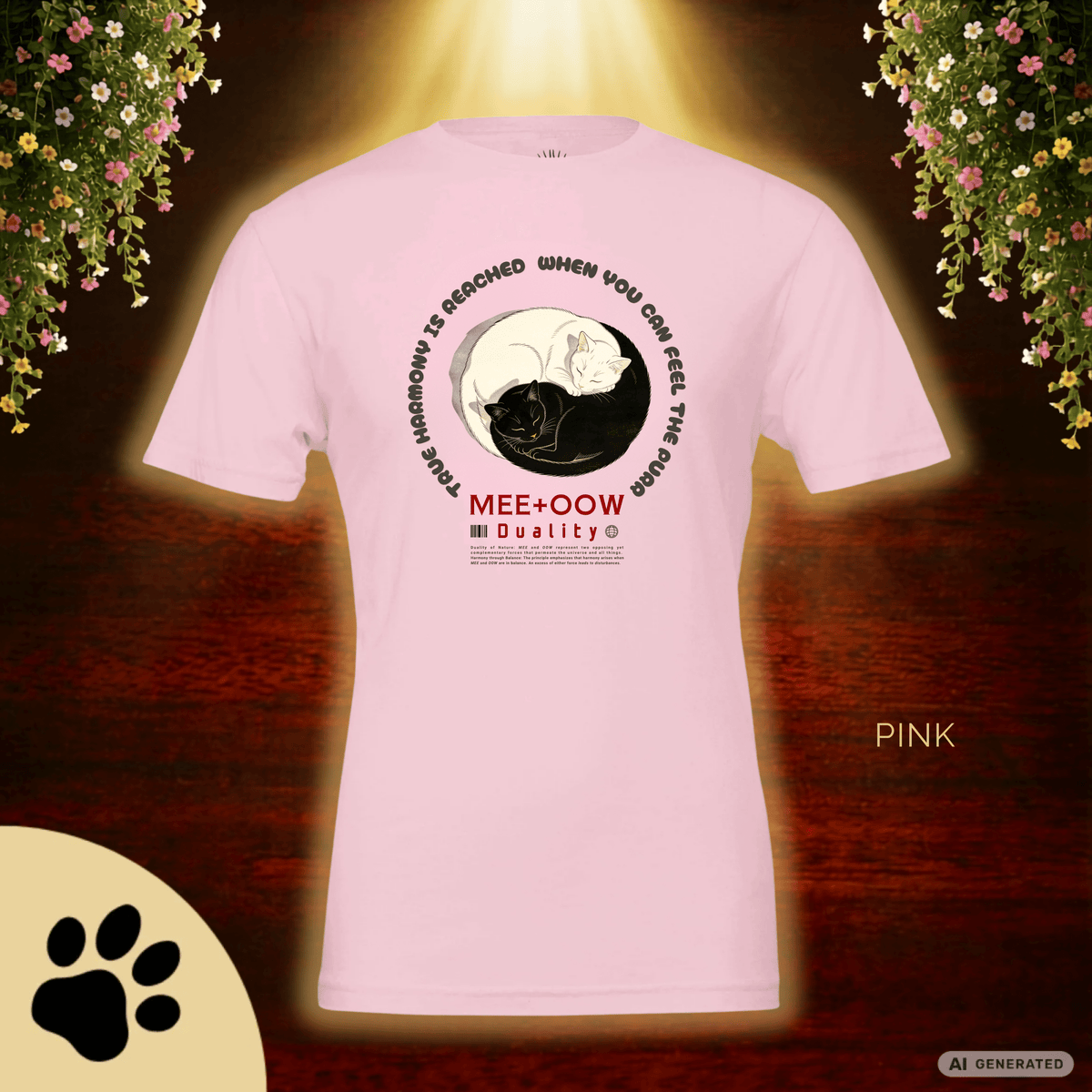 Yin Yang Katzen T-Shirt – Mee+Oow Duality, Minimalistisches Katzen Design, Katzenliebhaber Geschenk - Sunbeamstore
