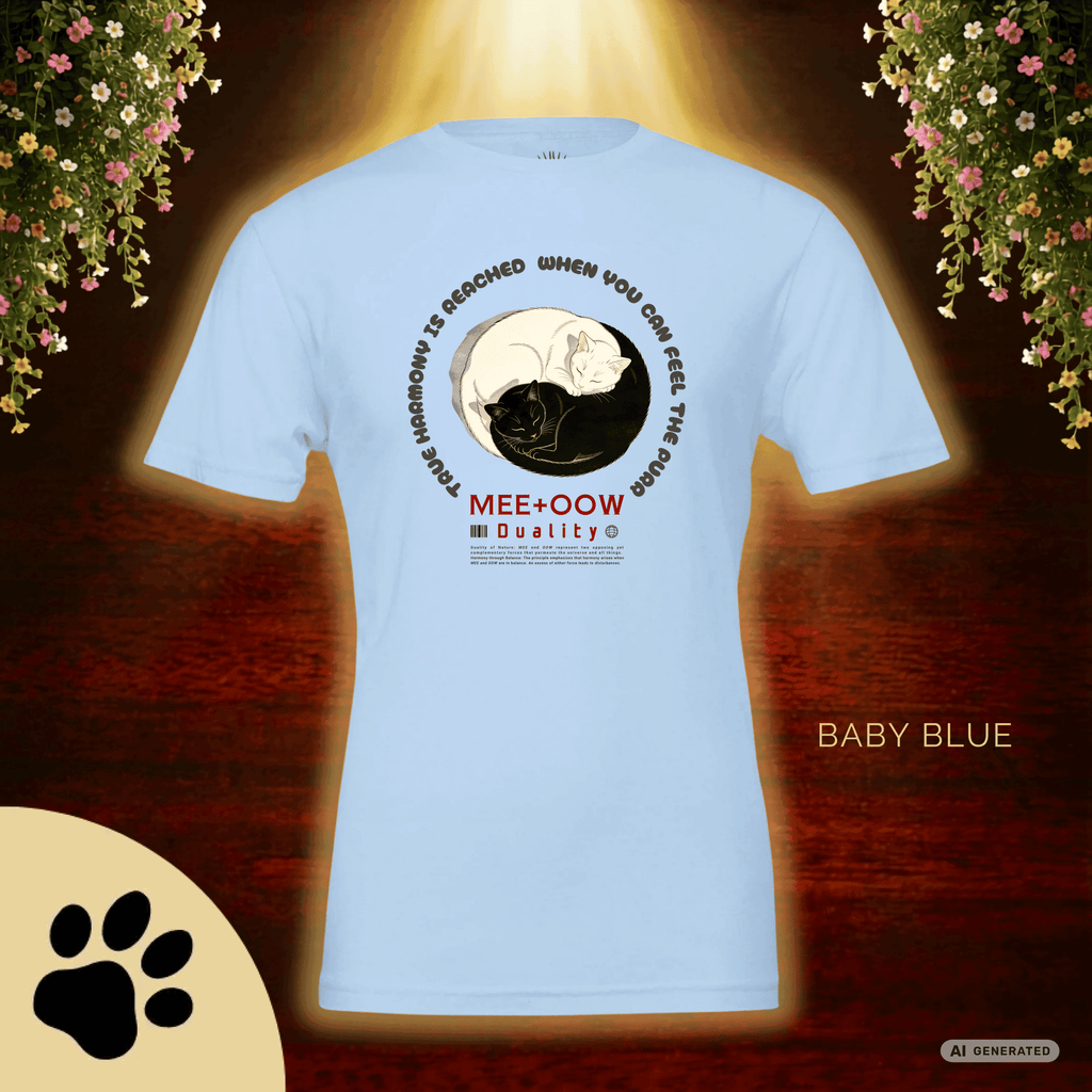 Yin Yang Katzen T-Shirt – Mee+Oow Duality, Minimalistisches Katzen Design, Katzenliebhaber Geschenk - Sunbeamstore