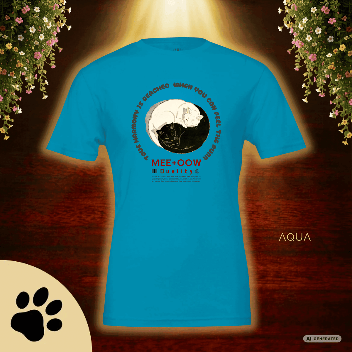 Yin Yang Katzen T-Shirt – Mee+Oow Duality, Minimalistisches Katzen Design, Katzenliebhaber Geschenk - Sunbeamstore