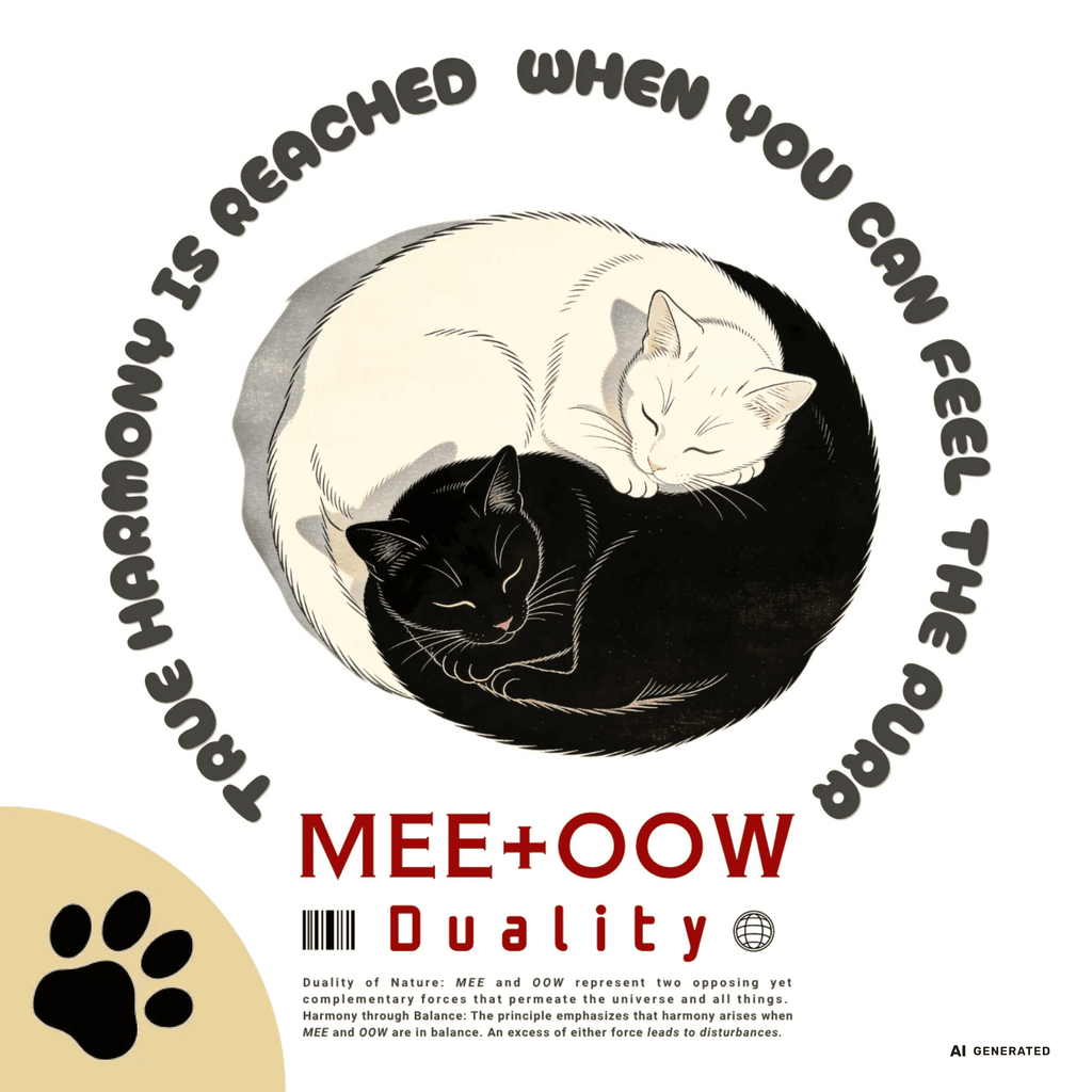 Yin Yang Katzen T-Shirt – Mee+Oow Duality, Minimalistisches Katzen Design, Katzenliebhaber Geschenk - Sunbeamstore