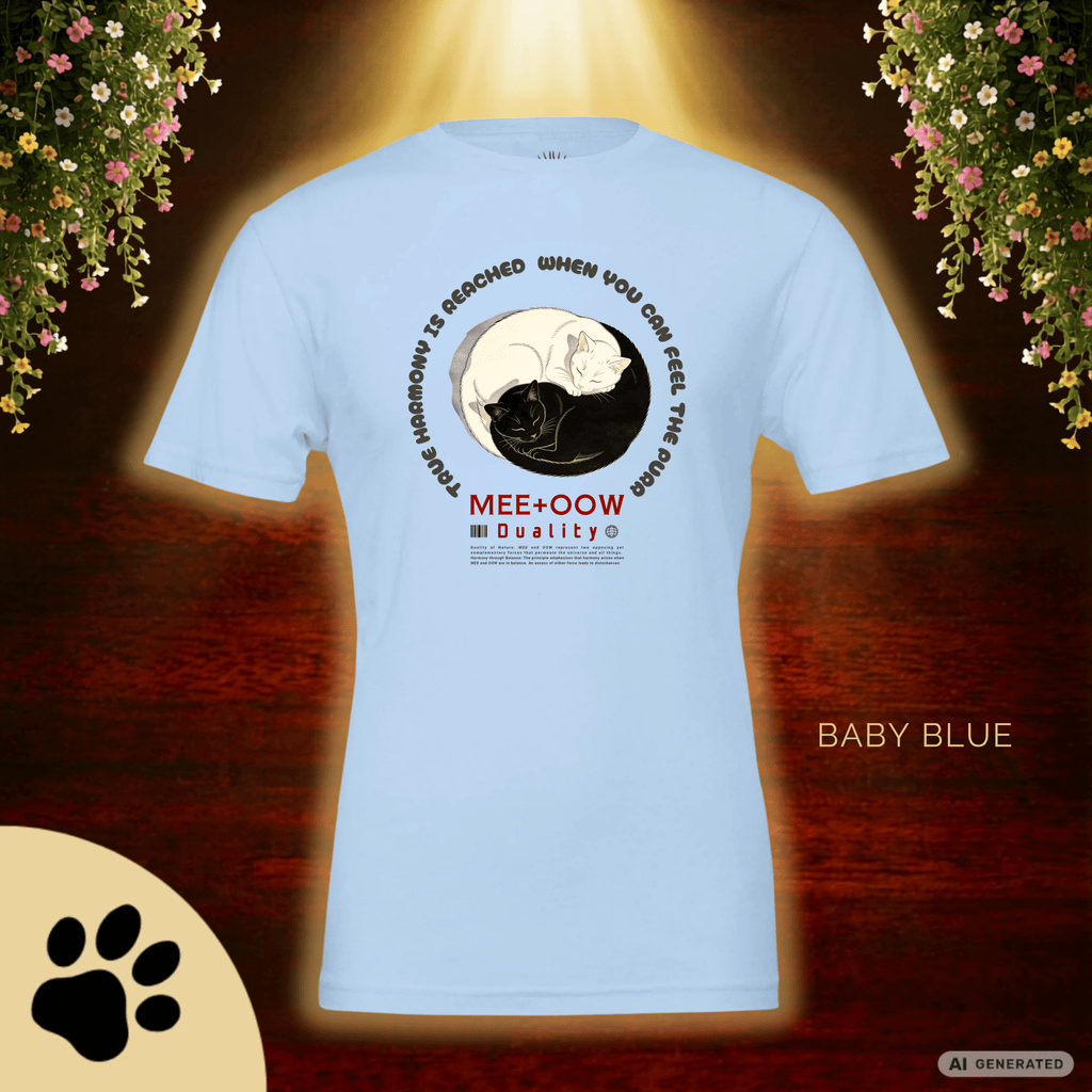 Yin Yang Katzen T-Shirt – Mee+Oow Duality, Minimalistisches Katzen Design, Katzenliebhaber Geschenk - Sunbeamstore